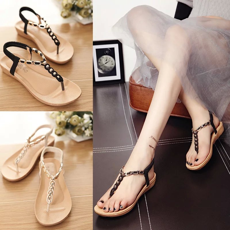 Bohemian sandals flat heel women's shoes