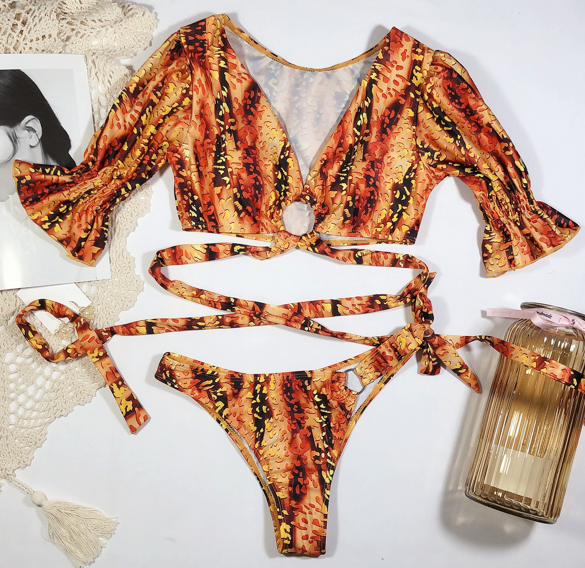 Leopard print bikini female split