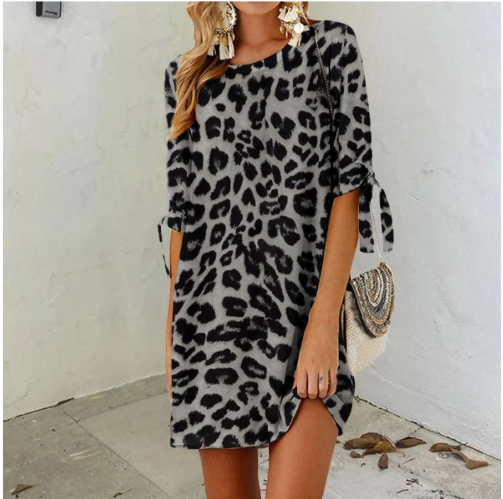 Printed round neck dress