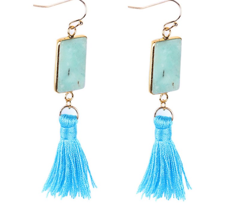 Short tassel earrings natural stone