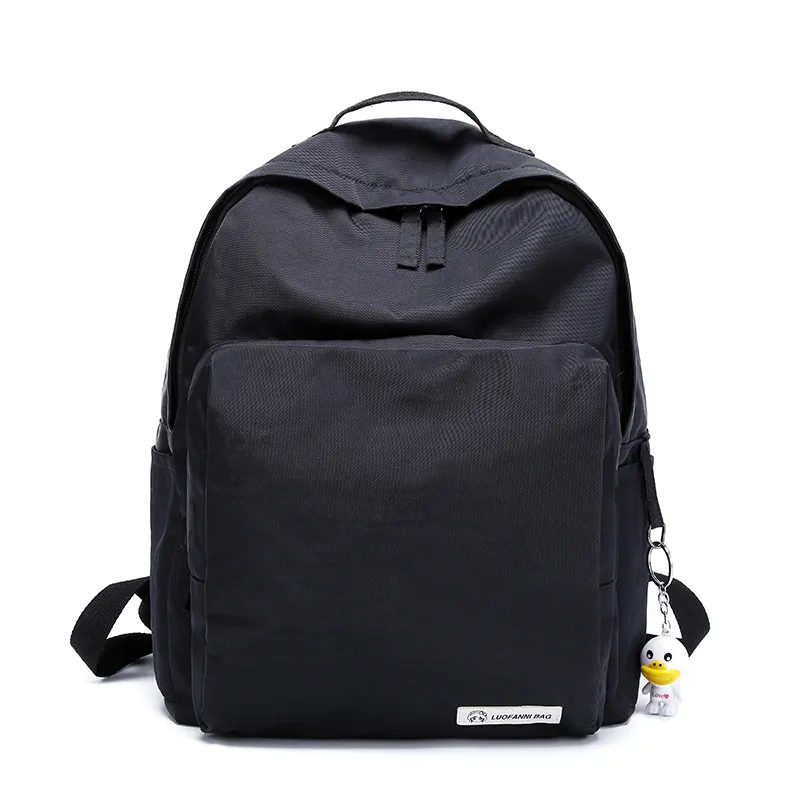Solid color waterproof oxford casual backpack - Black