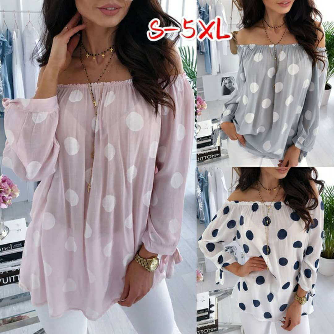 Women's Shoulder Polka Dot Print Shirt