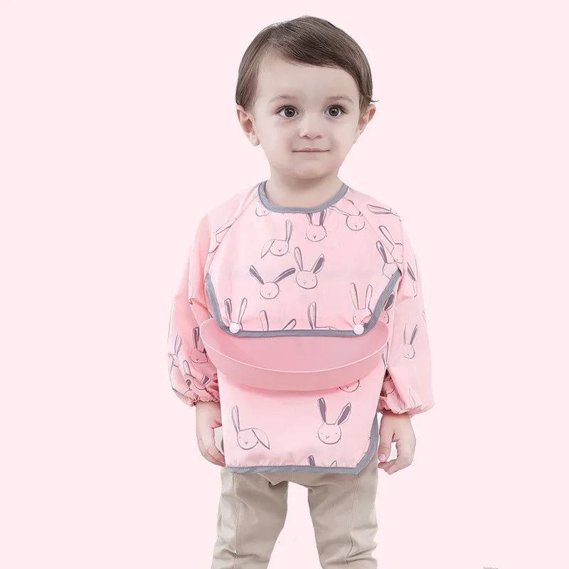 Baby meal gown waterproof dirty bib - Pink Rabbit