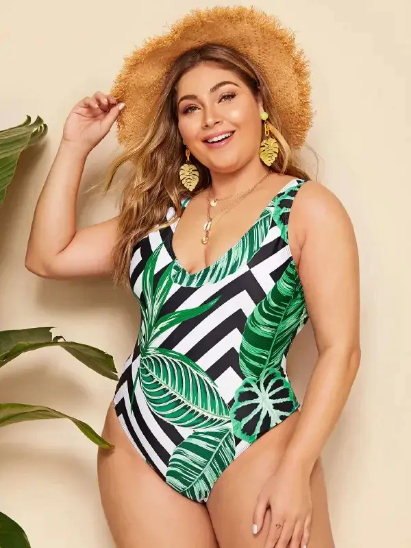 Digital printing plus fat one-piece swimming