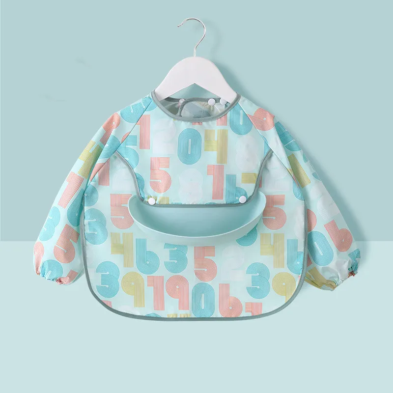 Baby meal gown waterproof dirty bib - Green Number