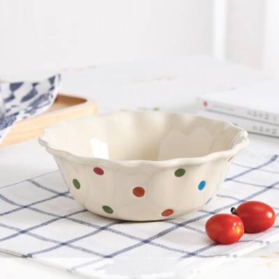 Beige salad bowl