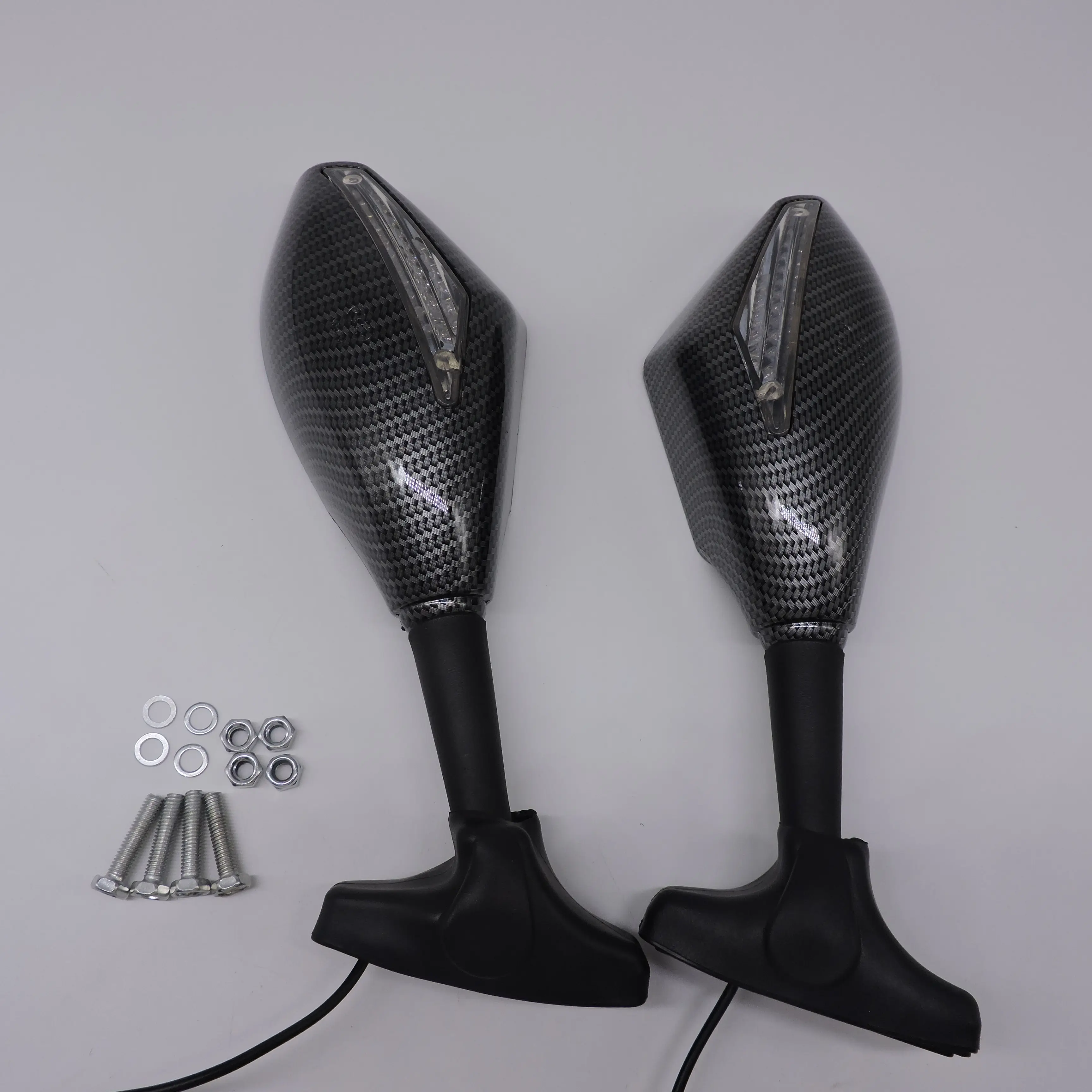 Motorcycle rearview mirror with lights