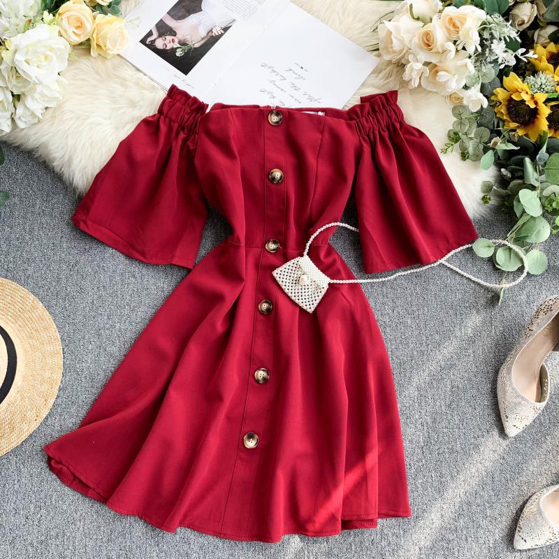 Single breasted waist dress Red - Shop at LoveMi