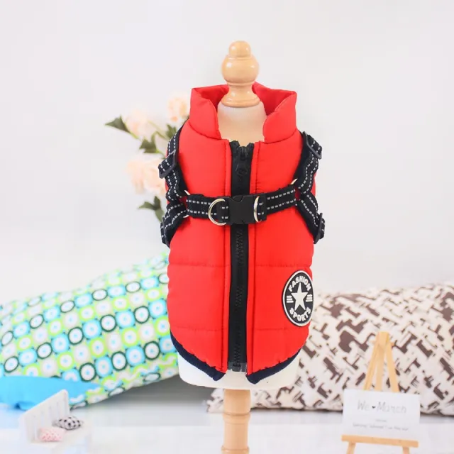 Waterproof Dog Clothes Winter Dog Coat With Harness Warm Pet Clothing Big Dog Jacket Chihuahua Labrador Coat Costume Red - Shop at LoveMi