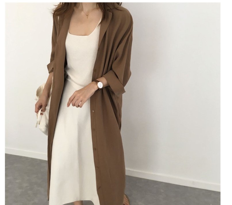 Lapel over-the-knee trench coat
