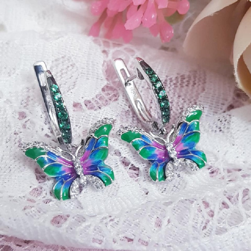 Seven color glue butterfly enamel painted jewelry set