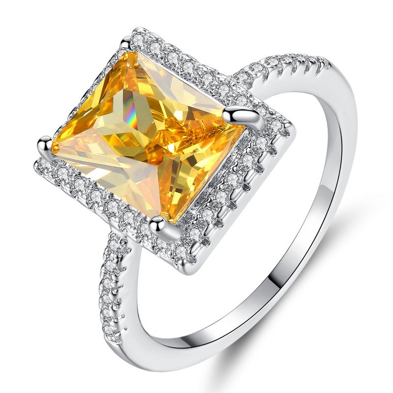 Champagne square engagement ring