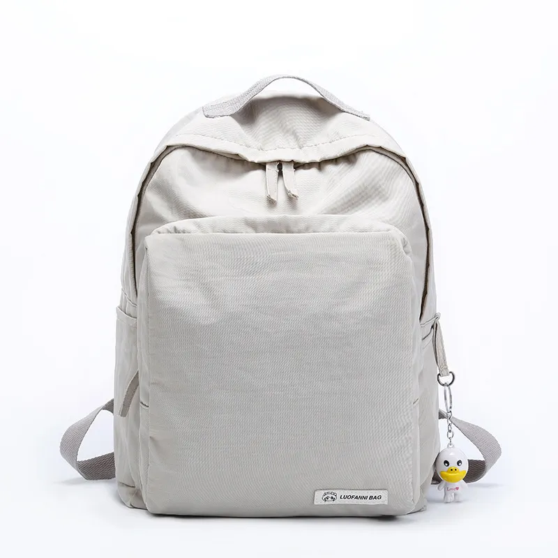 Solid color waterproof oxford casual backpack - Grey