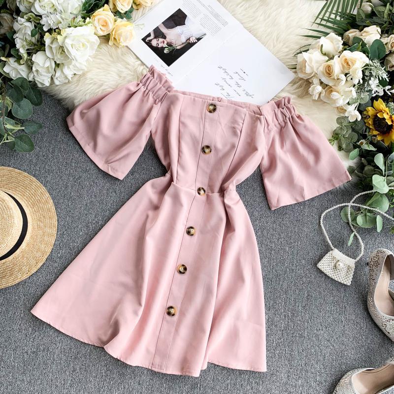 Single breasted waist dress Pink - Shop at LoveMi
