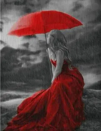 Rain girl decorative painting Red - Shop at LoveMi