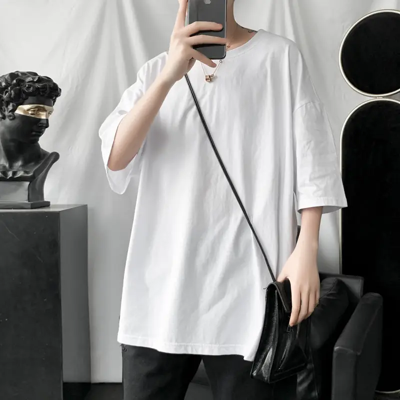 Harajuku five-point sleeve solid color t-shirt