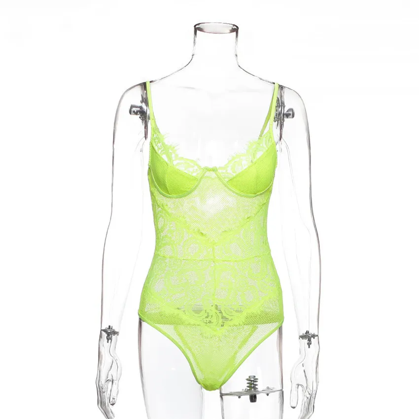European and American sexy lace sexy jumpsuit - Green