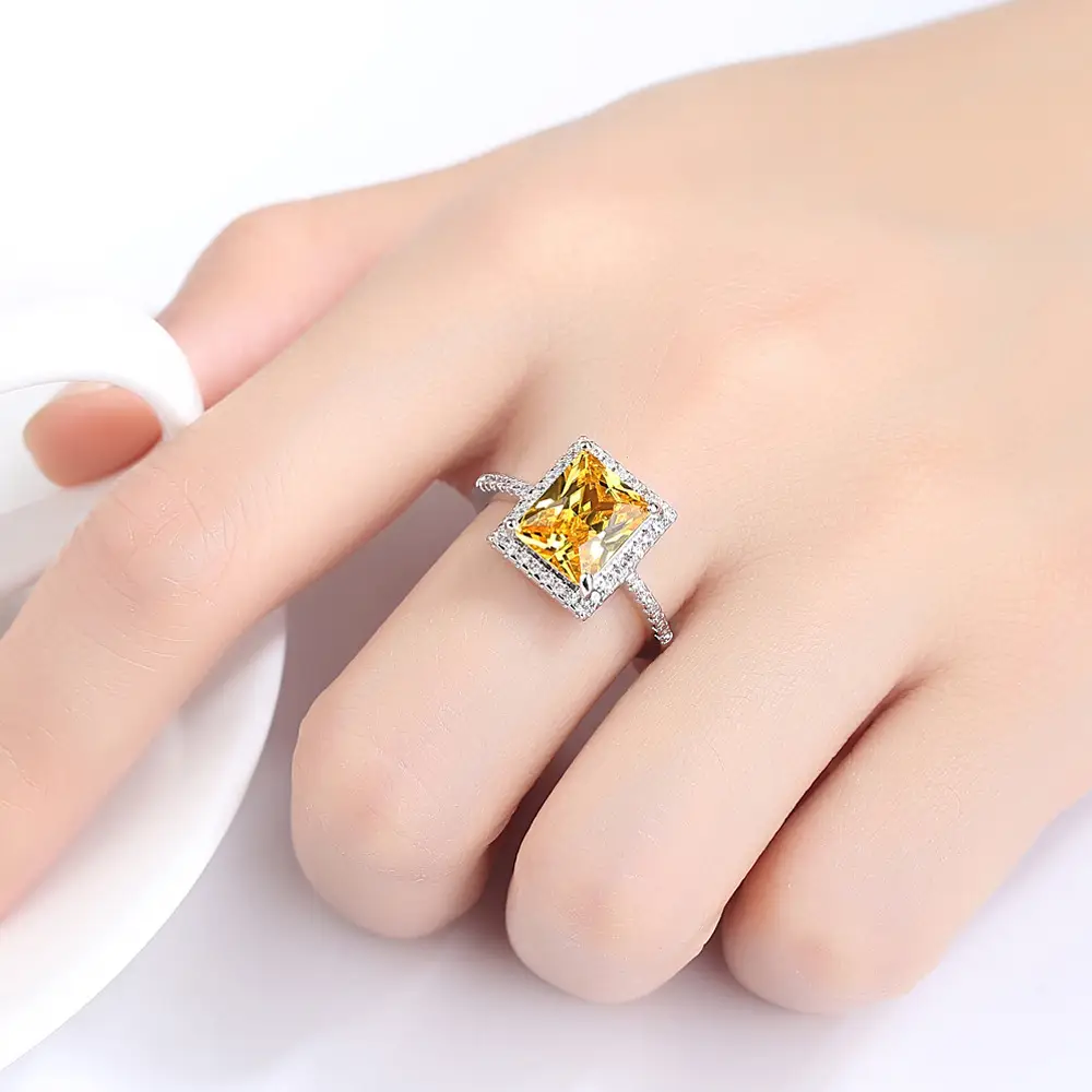 Champagne square engagement ring