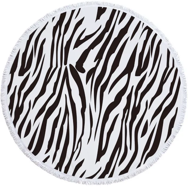 Superfine fiber with fringe round beach towel White - Shop at LoveMi