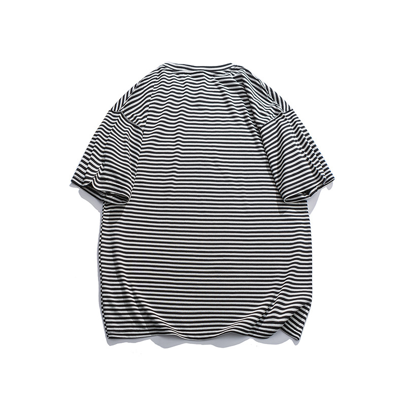 Japanese tide brand loose striped short sleeves