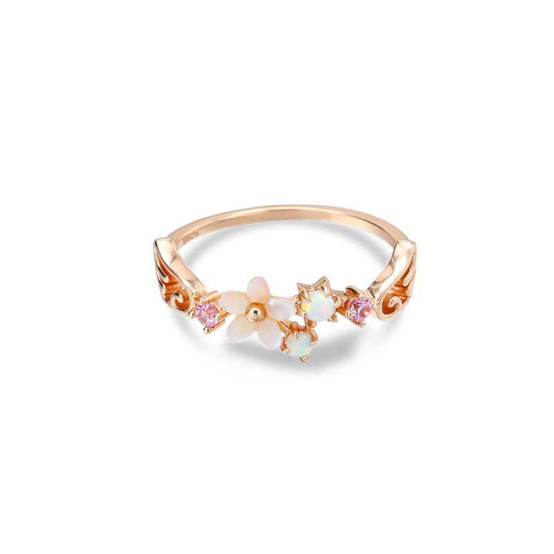 Shell Flower Opal Flower Ring