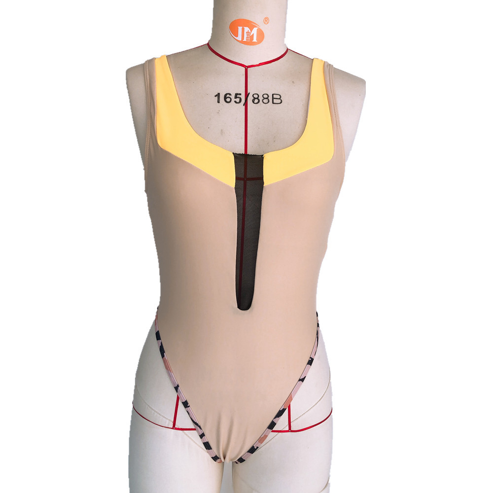 Siamese solid color swimsuit