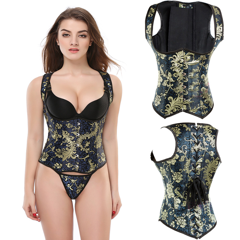 Bronzing embroidery jacquard corset tights — image 1