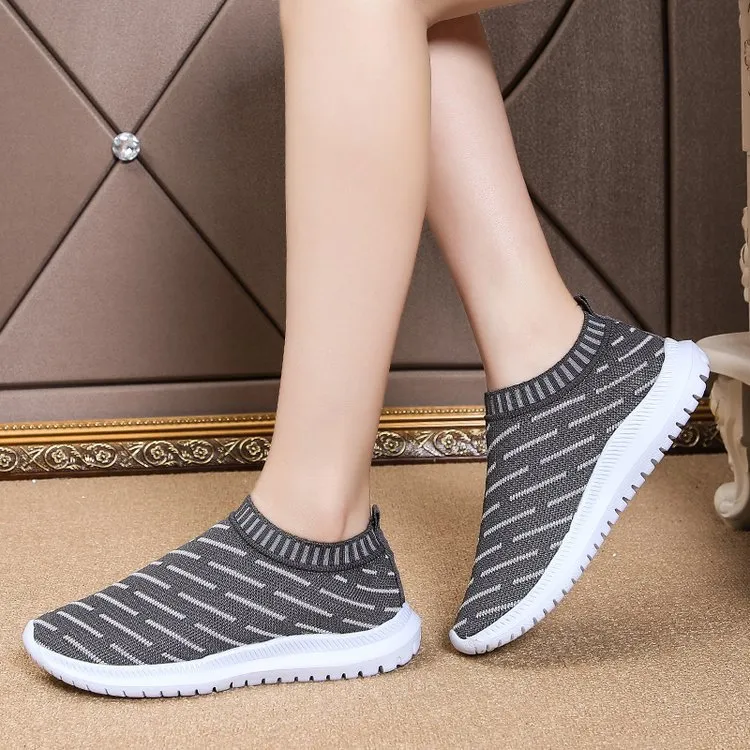Flat bottom breathable one pedal lazy shoes - Gray