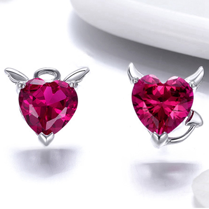 Lady Angel and Devil Heart Earrings