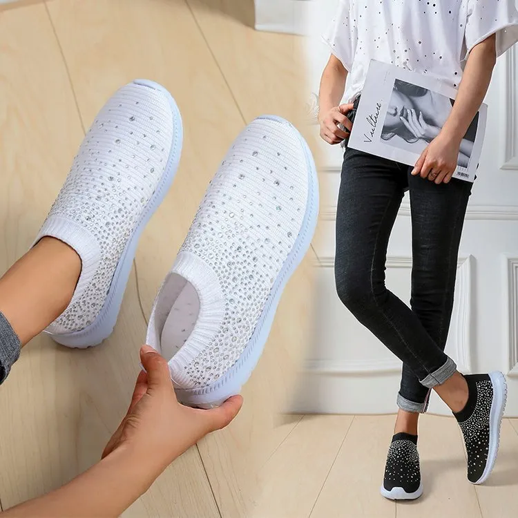 Flat bottom breathable one pedal lazy shoes - White