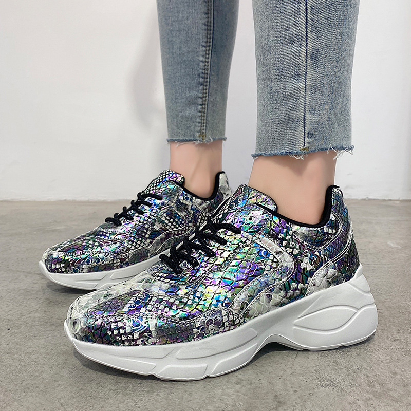 Women's snakeskin platform sneakers