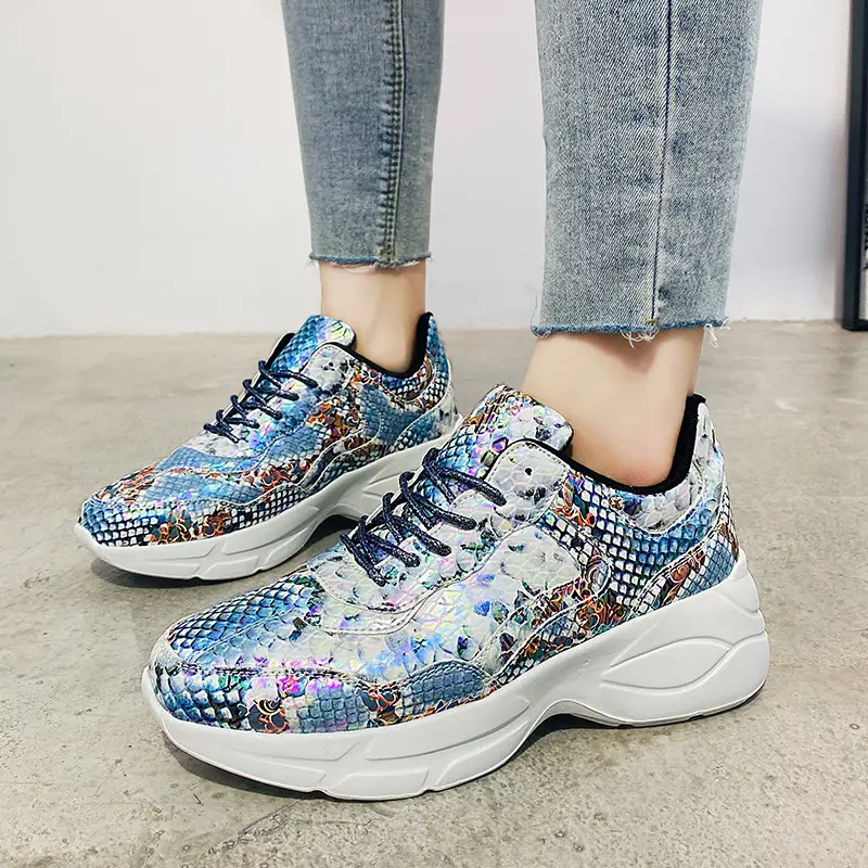 Women's snakeskin platform sneakers