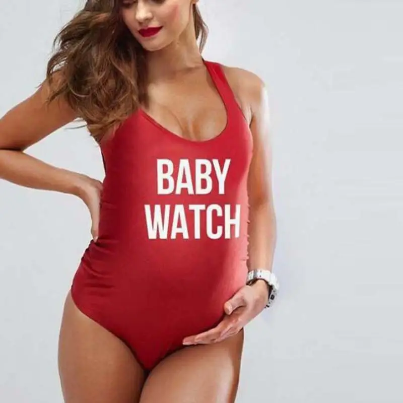 Large size letter printed one-piece swimsuit