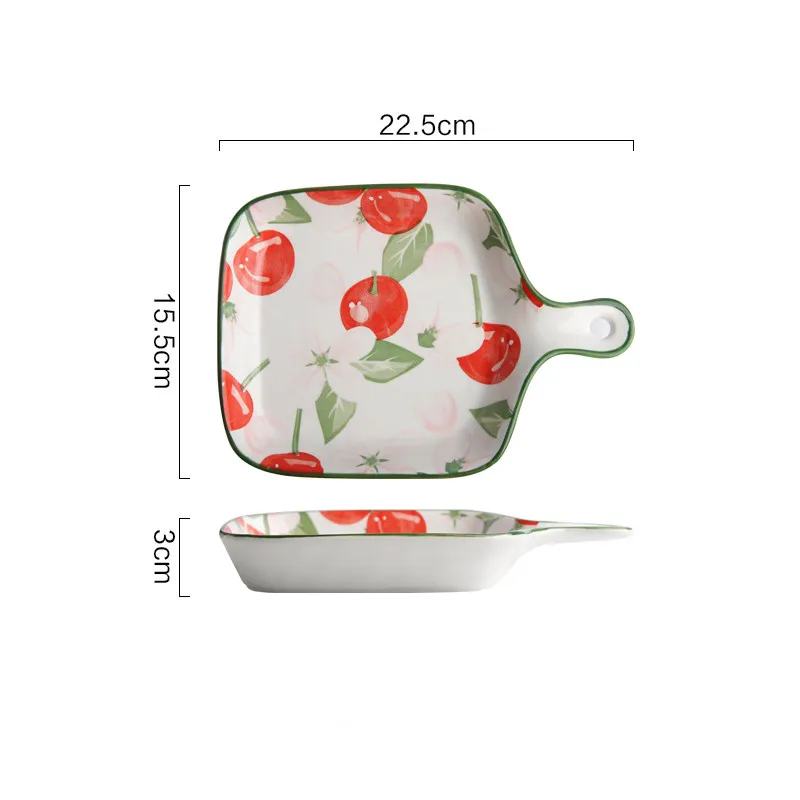 Western food tray with handle - Cherry