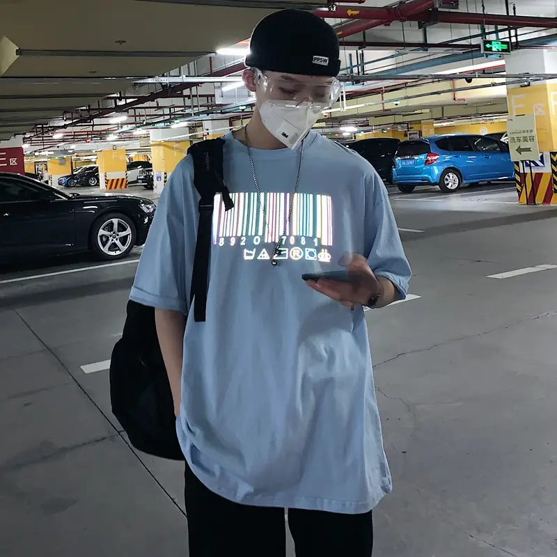 Barcode reflective short sleeve t-shirt
