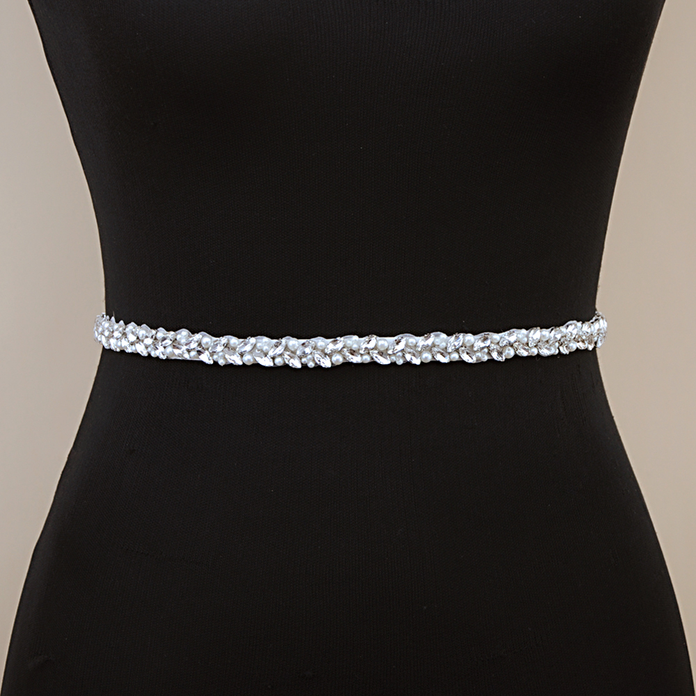 High-end handmade pearl rhinestone belt