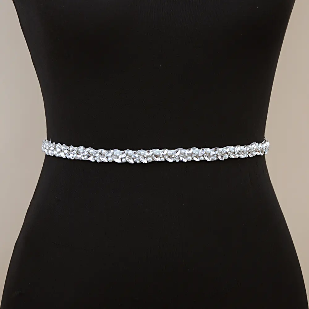 High-end handmade pearl rhinestone belt