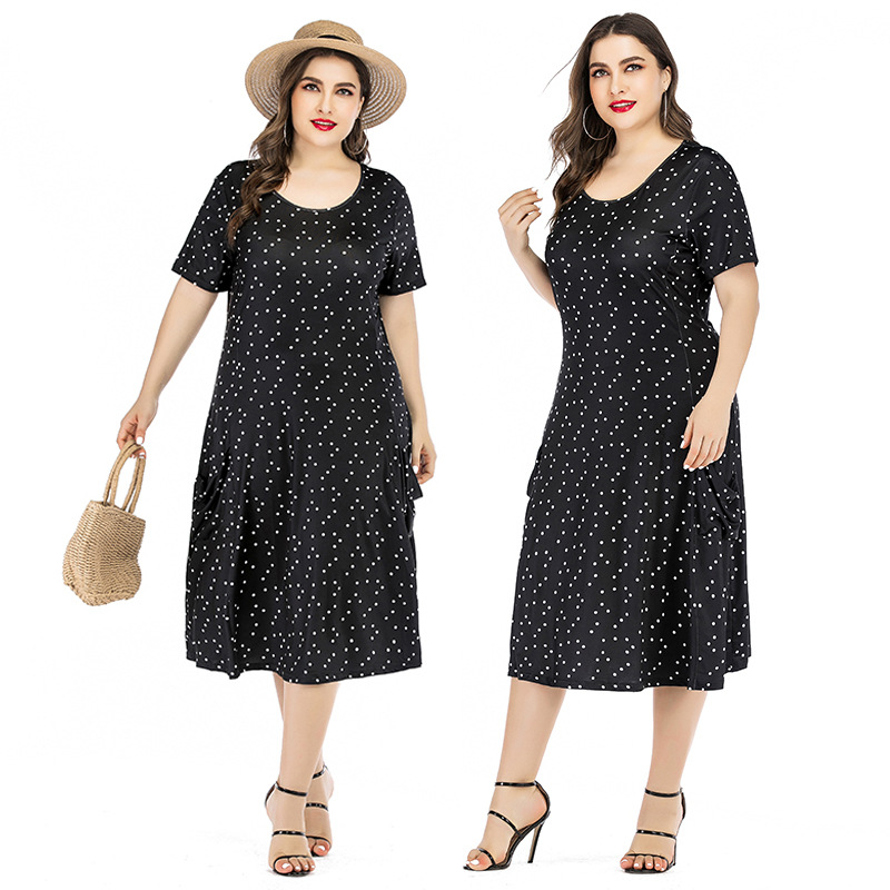 Printed short sleeve Knee Skirt