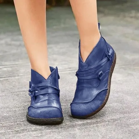 Retro color matching to make old low boots Blue - Shop at LoveMi