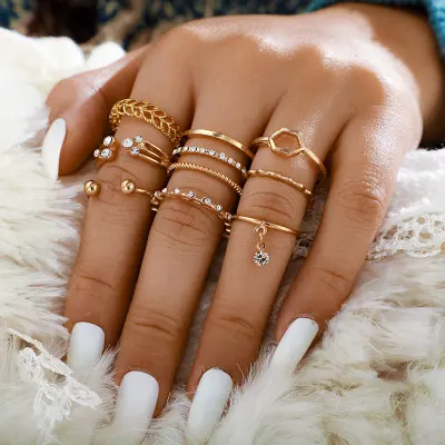 Diamond Set of 8 Rings