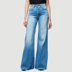 Slim fit flared trousers denim trousers - Light Blue - View 1