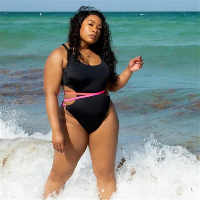 Cut out lace up sexy and fattening swimwear Black - Shop at LoveMi