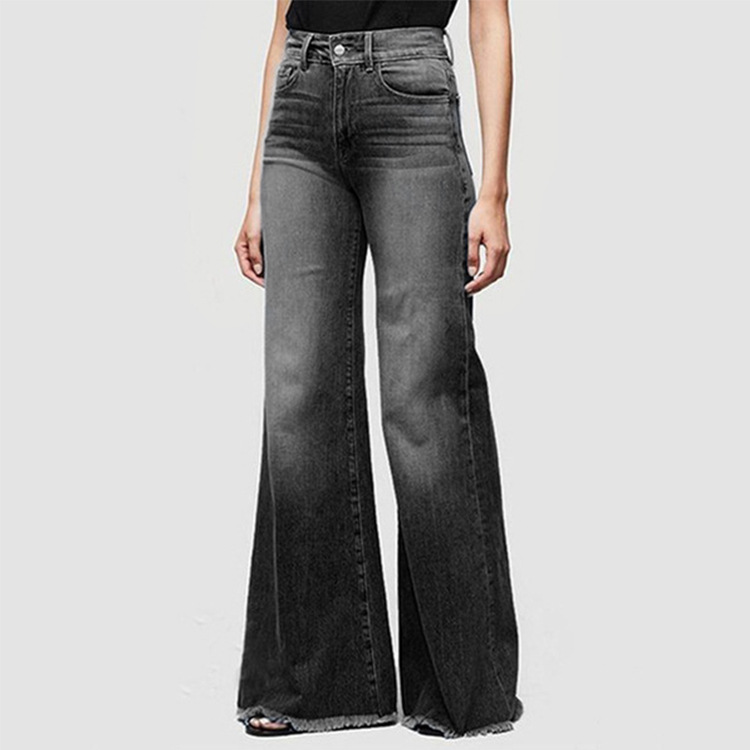 Slim fit flared trousers denim trousers Black - Shop at LoveMi