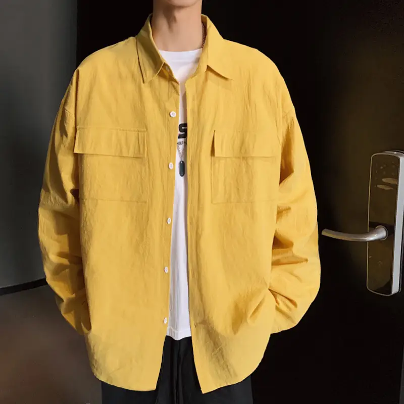 Long-sleeved pocket student shirt