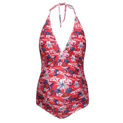 Printed Pink Conjoined Lady Maternity Swimsuit Swimsuit - Pink - View 1