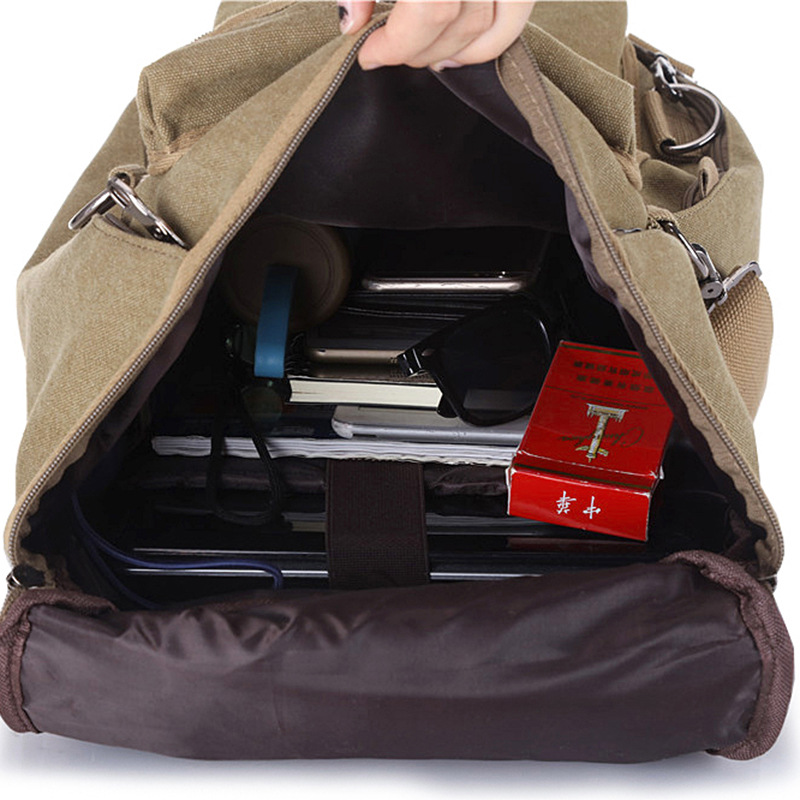 Men's canvas multifunctional large-capacity backpack