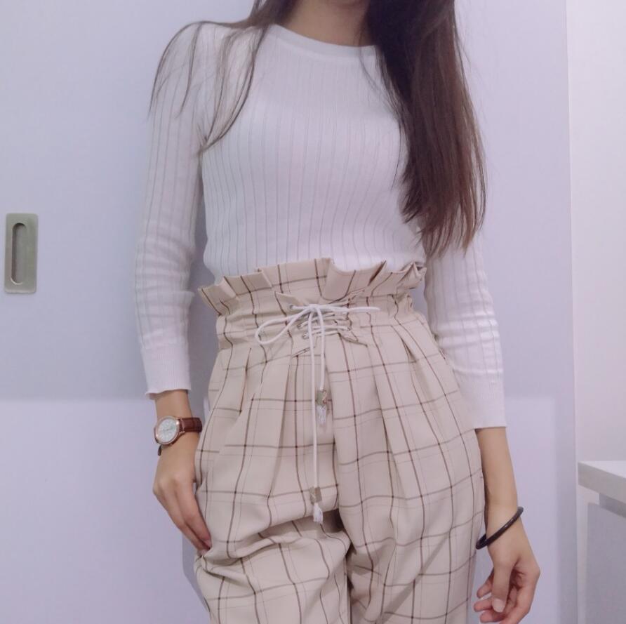 Casual lace up ankle loose harem cropped pants Apricot - Shop at LoveMi