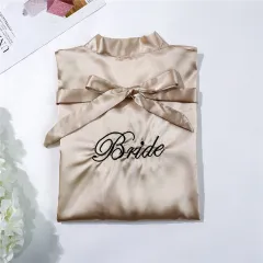 Bridal pajamas simulation silk nightgown - Champagne-Bride-Xl - View 1