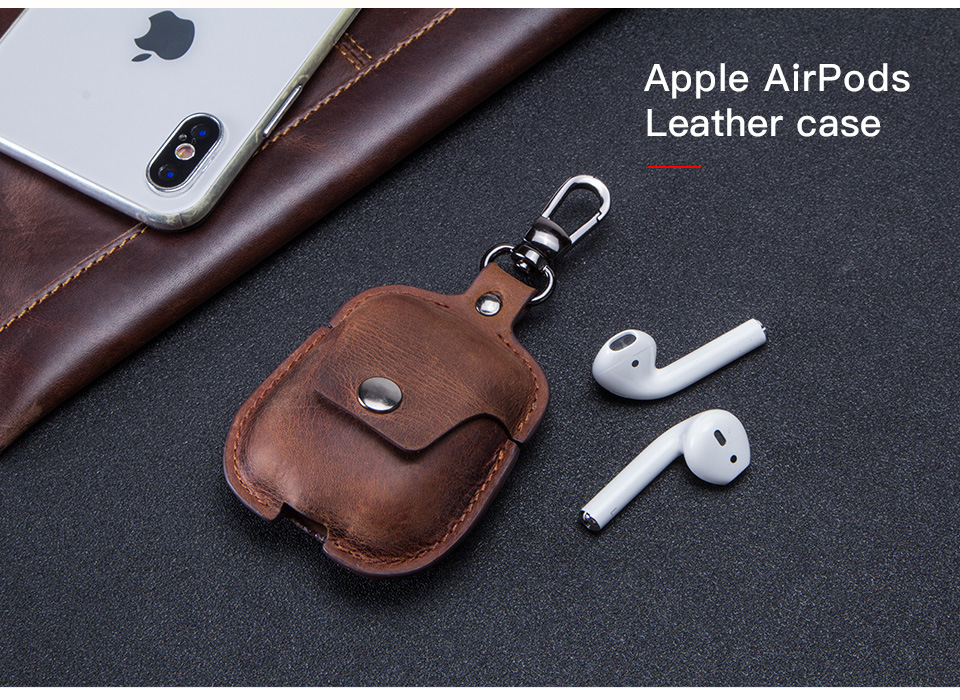 Leather keychain portable earphone cover