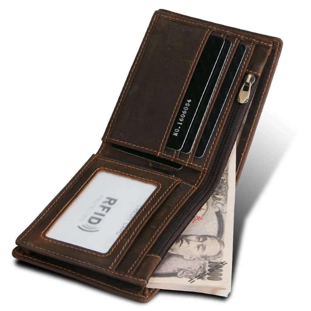 Short leather wallet - Brown